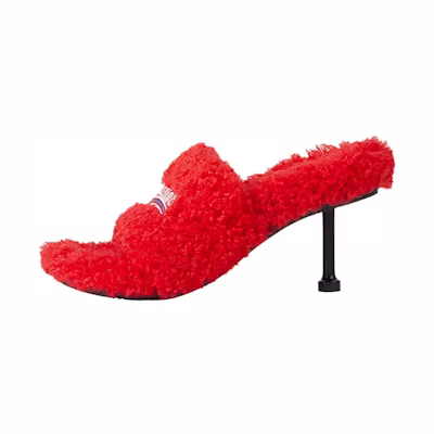 (W) Balenciaga Furry High Heel 'Red Velvet'