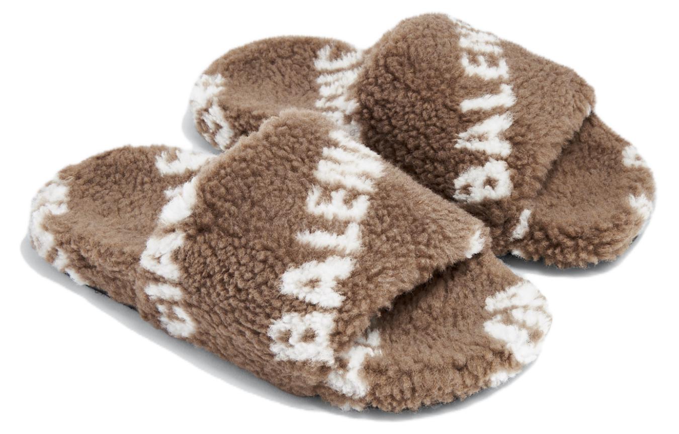 Shop (W) Balenciaga Chaussons Peluche ''Tissu Confort Marron'' 654261W1NA13020