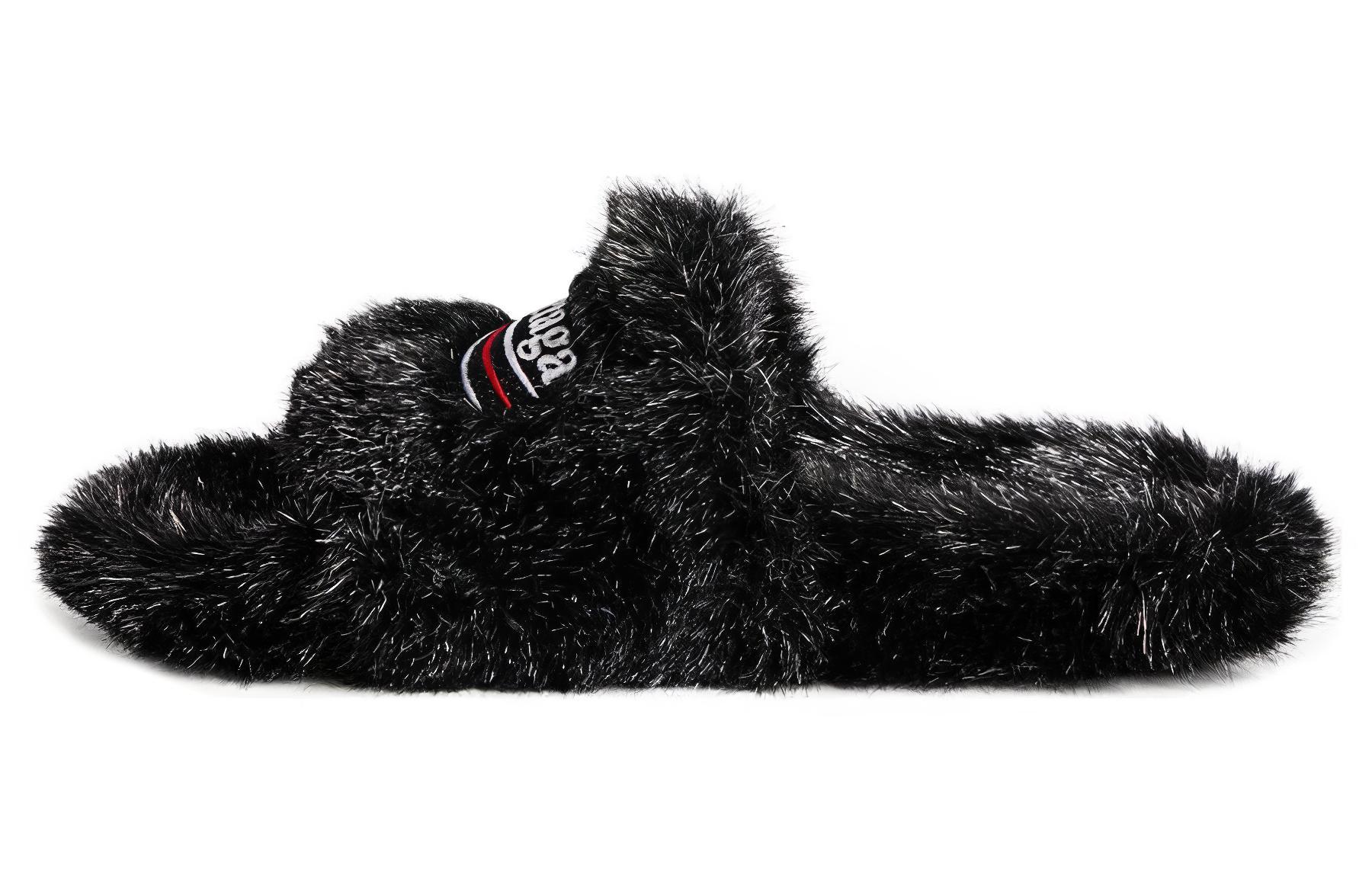(Women) Balenciaga Furry Slide 'Comfortable Versatile Black' 654261W4QA11896