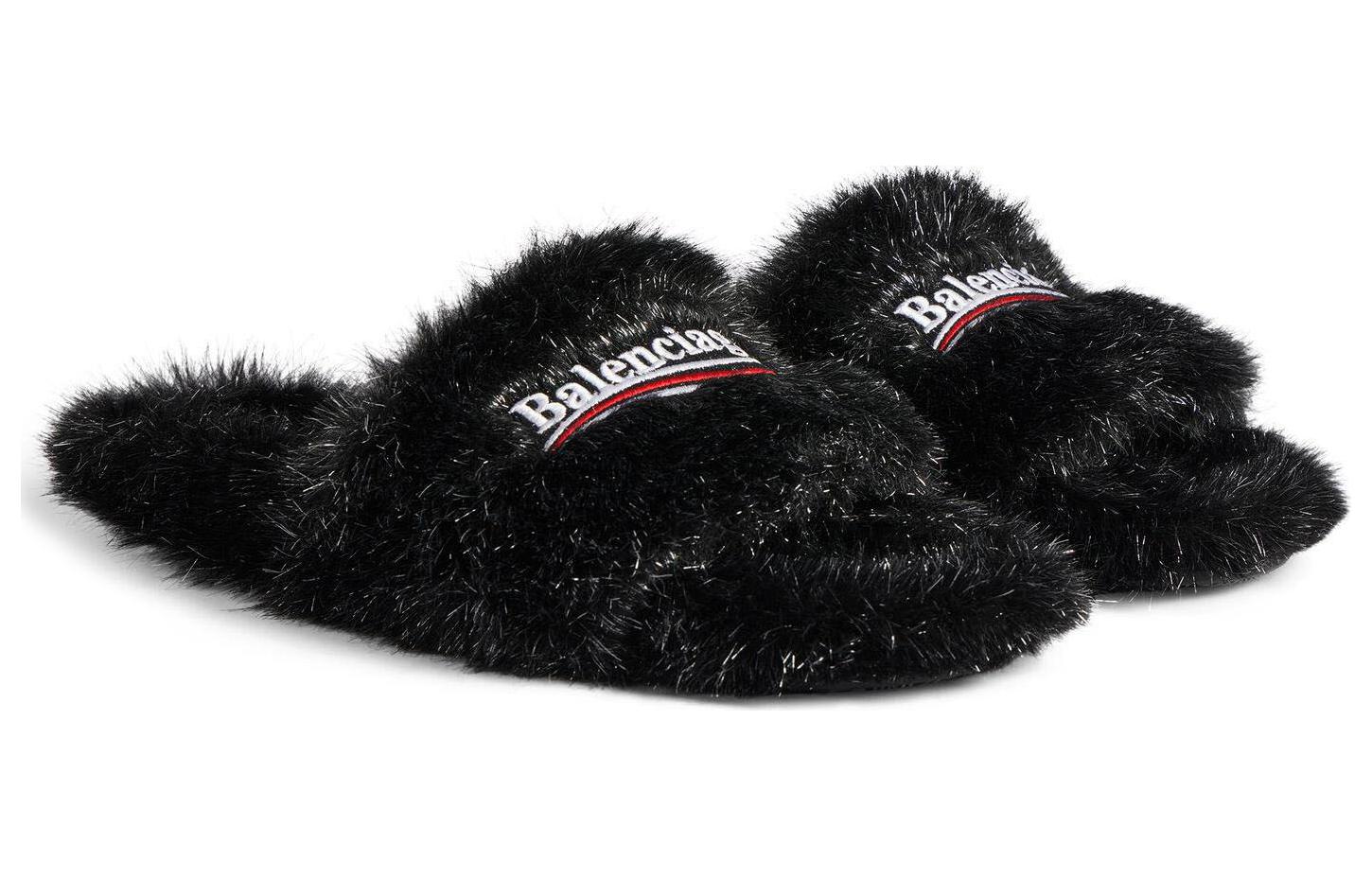 Lookbook (W) Balenciaga Furry Slide ''Comfortabel Veelzijdig Zwart'' 654261W4QA11896