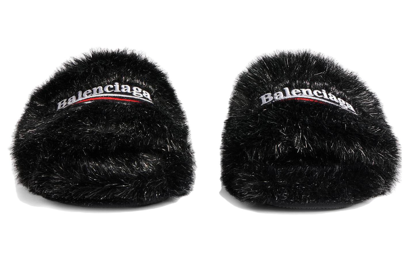 Shop (W) Balenciaga Furry Slide ''Comfortabel Veelzijdig Zwart'' 654261W4QA11896