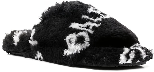 (W) 巴黎世家毛绒拖鞋 '满印标志 - 黑色' 654261W2B411090 Order (W) 巴黎世家毛绒拖鞋 '满印标志 - 黑色' 654261W2B411090