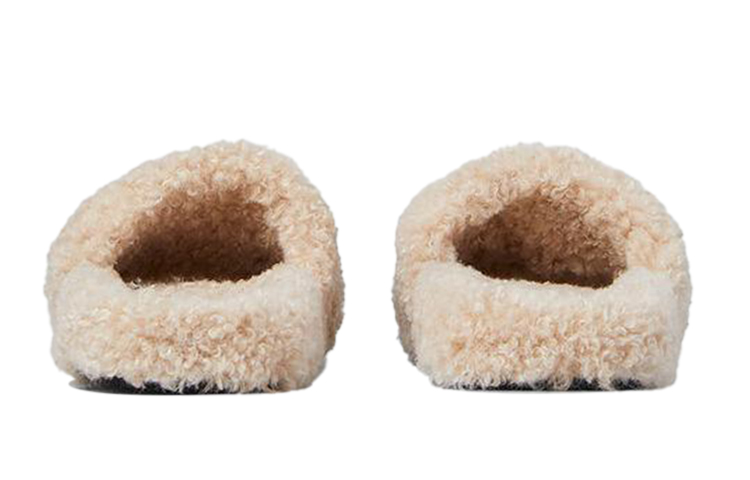 Shop 巴黎世家 Balenciaga 羊皮毛一體時尚米色平底涼拖女鞋