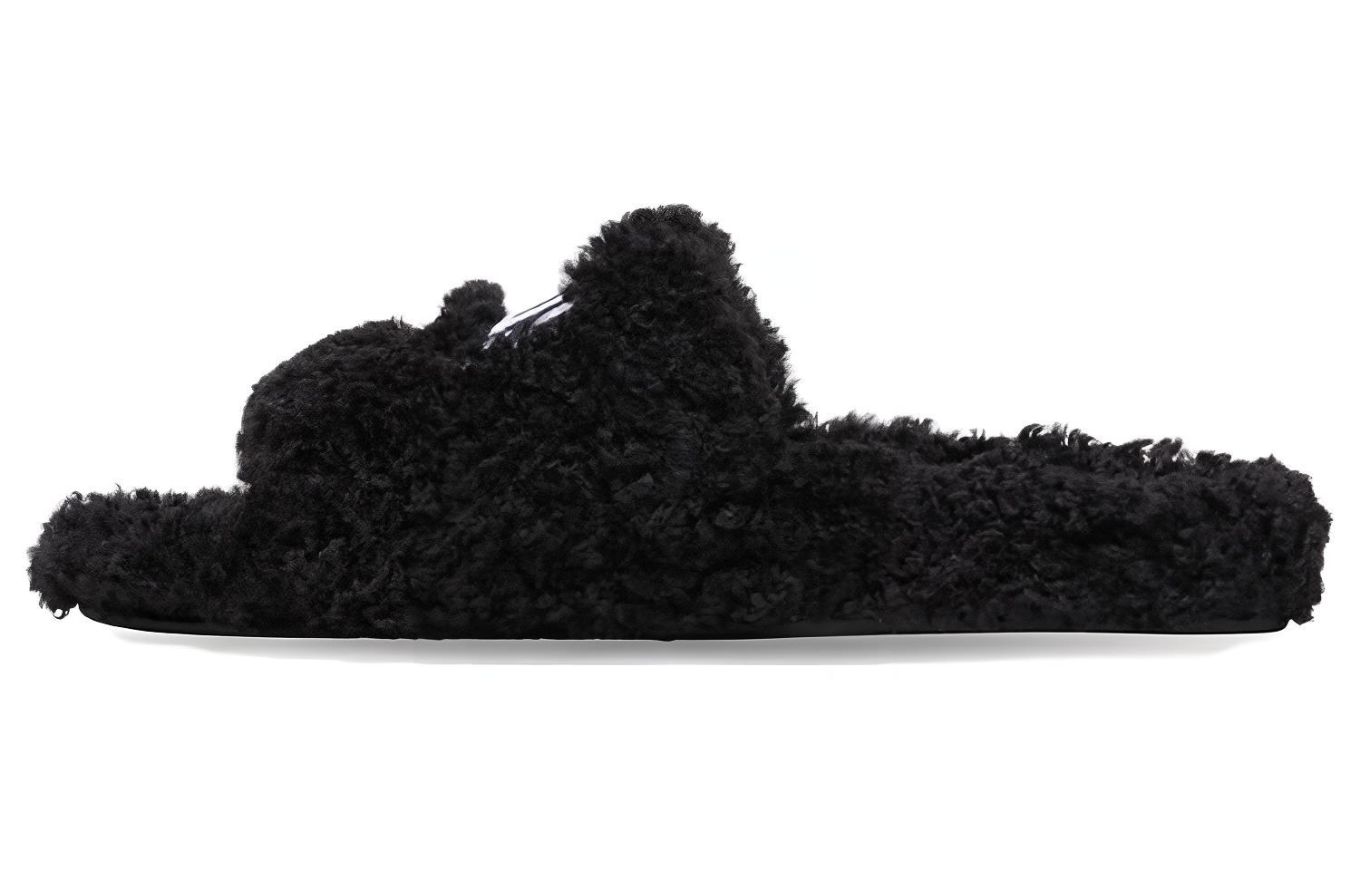 (Women) Balenciaga Furry Slides 'Black White' 654261-W2DO2-1001