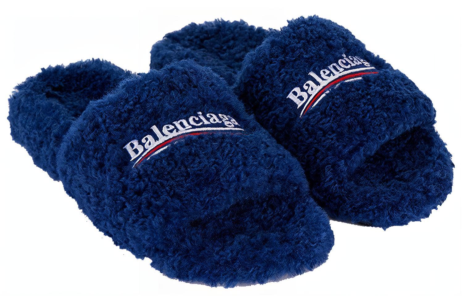 Lookbook (W) Claquettes Balenciaga Furry ''Bleu'' 654261-W2DO1-4096