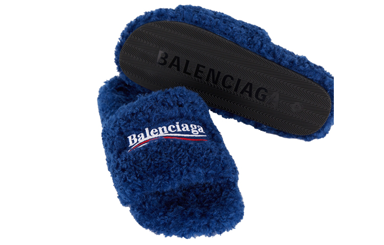 Purchase (W) Claquettes Balenciaga Furry ''Bleu'' 654261-W2DO1-4096