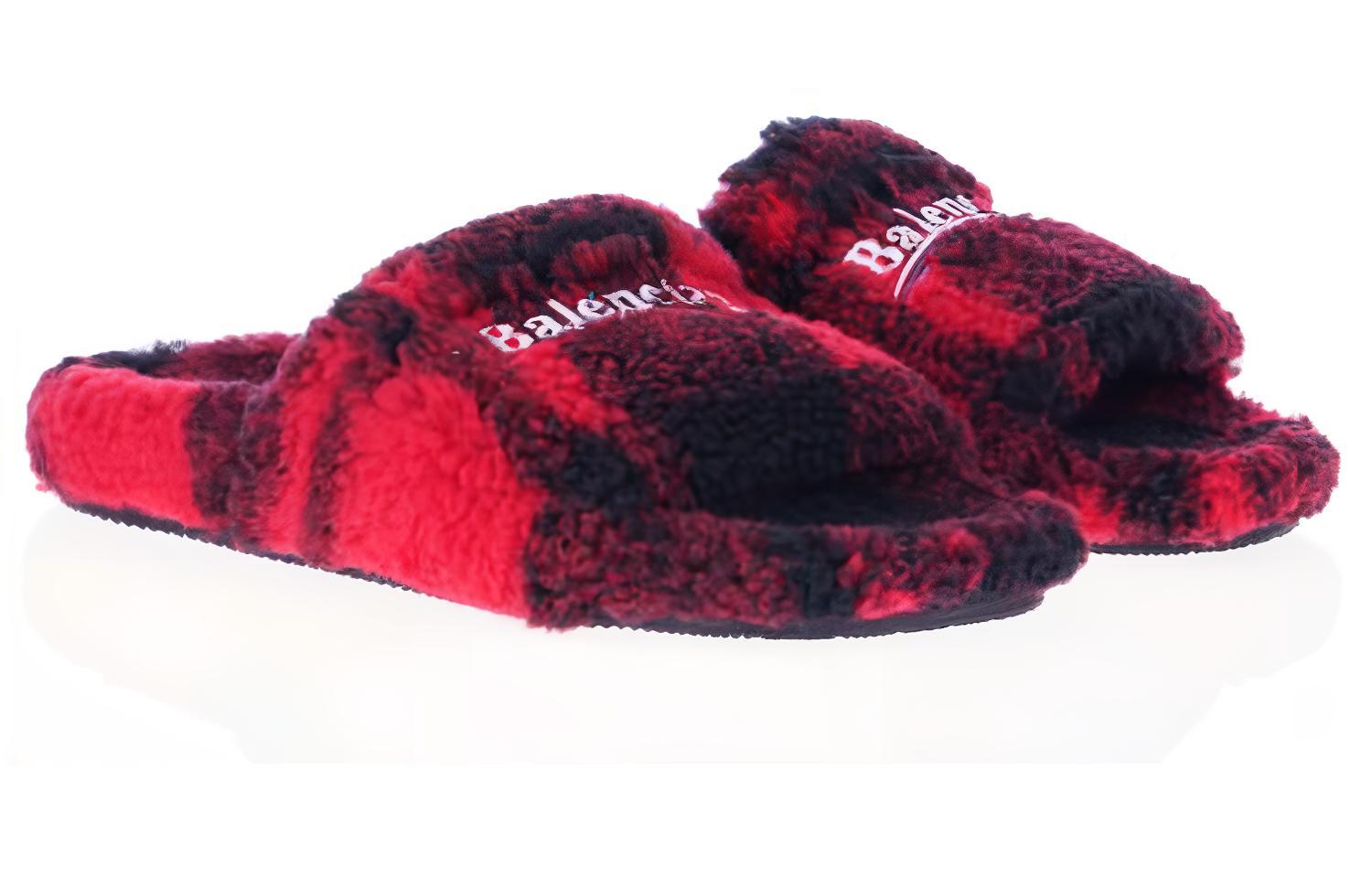 (W) Balenciaga Furry Slides 'Fake Fur Red Black' 圖 3
