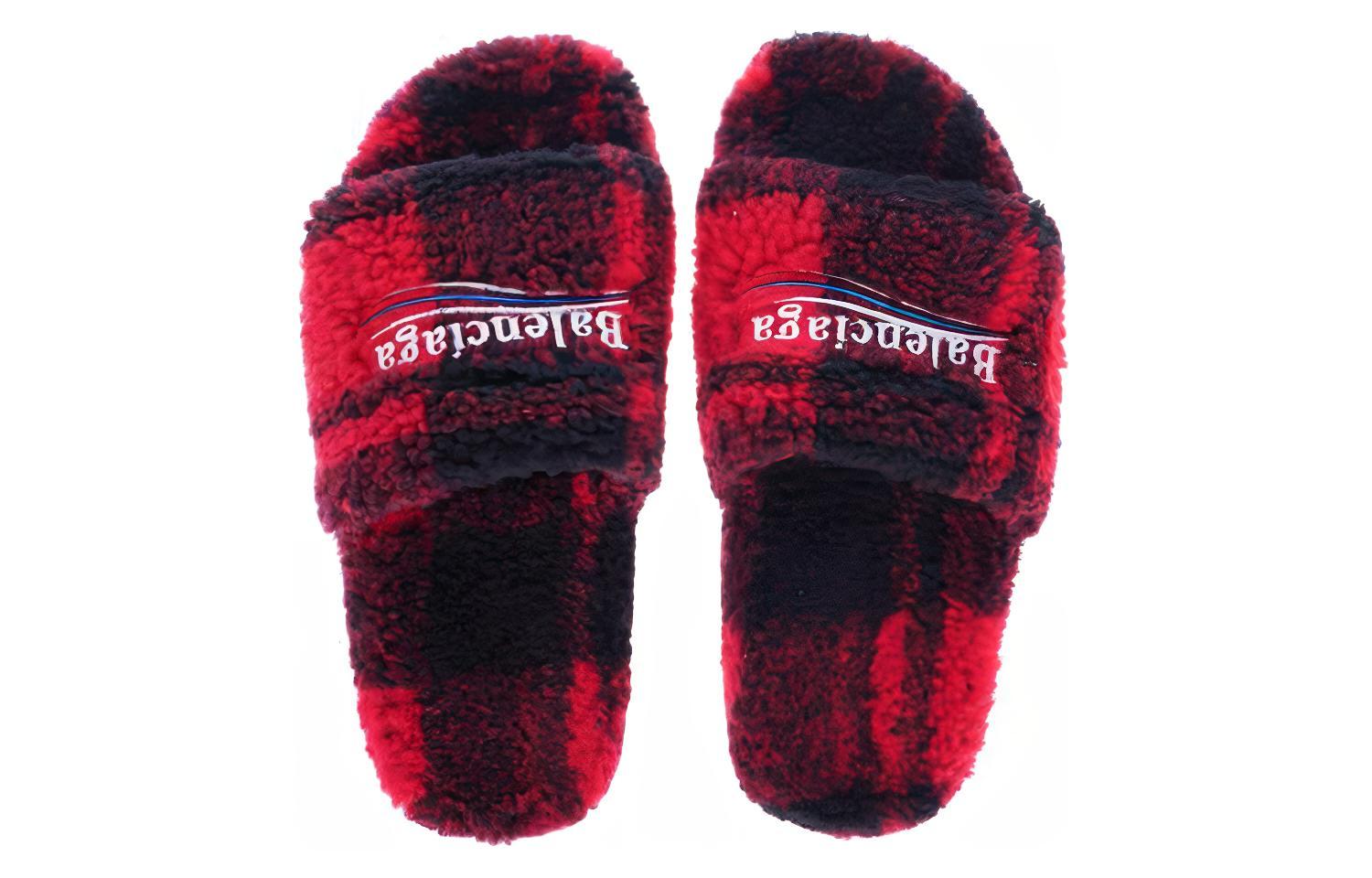 (W) Balenciaga Furry Slides 'Fake Fur Red Black' 圖 4