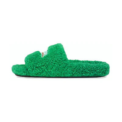 (W) Balenciaga Furry Slides 'Green'