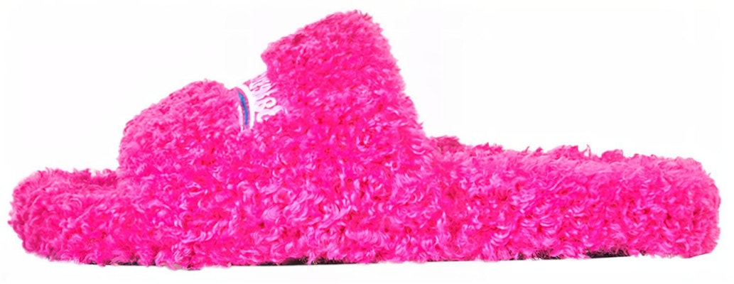 巴黎世家 皮毛一體 Furry Slide 時尚霓虹粉平底涼拖 女款 Buy 巴黎世家 皮毛一體 Furry Slide 時尚霓虹粉平底涼拖 女款