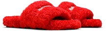 Cheap 巴黎世家 Furry Slide 時尚拖鞋 女款 紅色