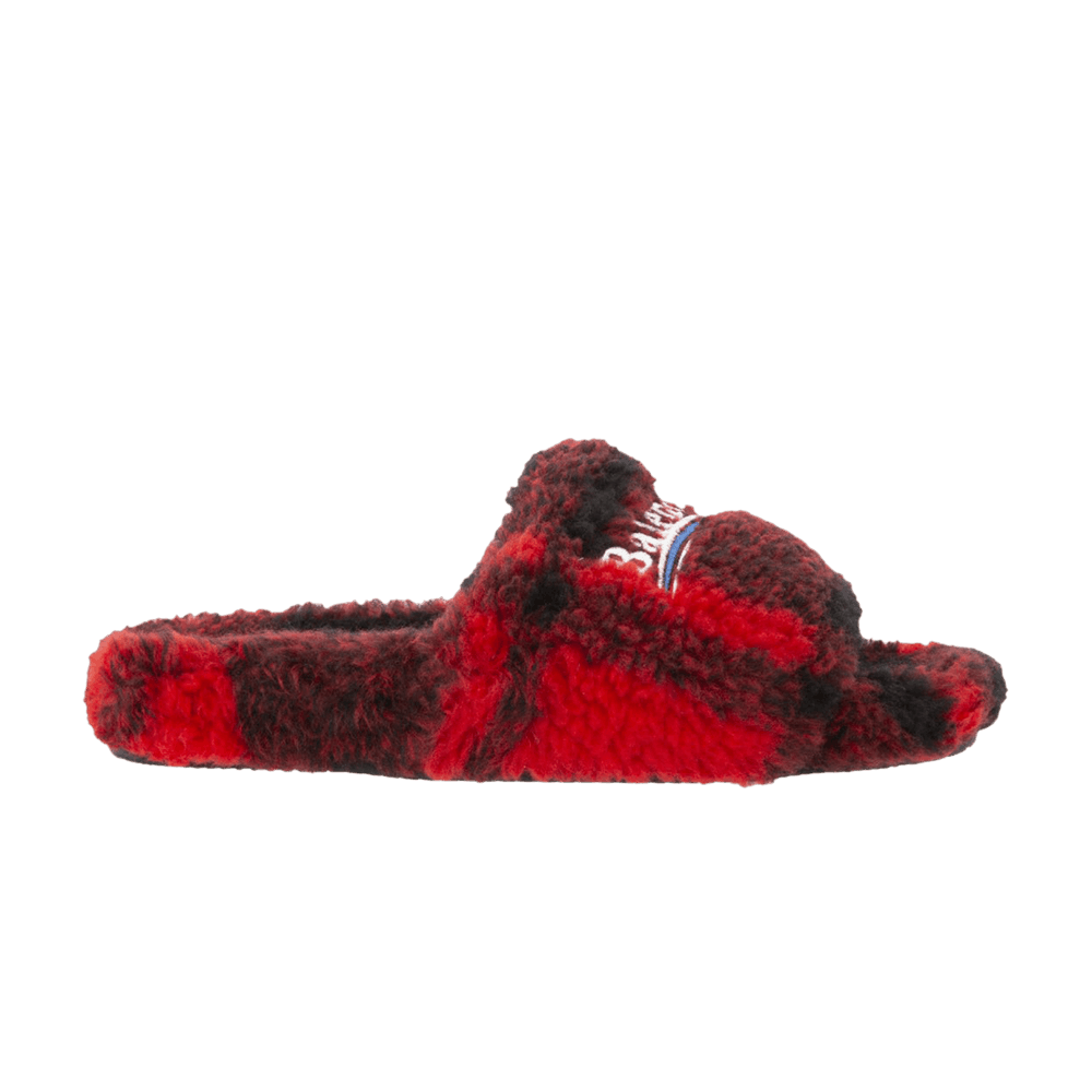 (Women) Balenciaga Furry Slides 'Red Plaid'  654261-W2F21-6167