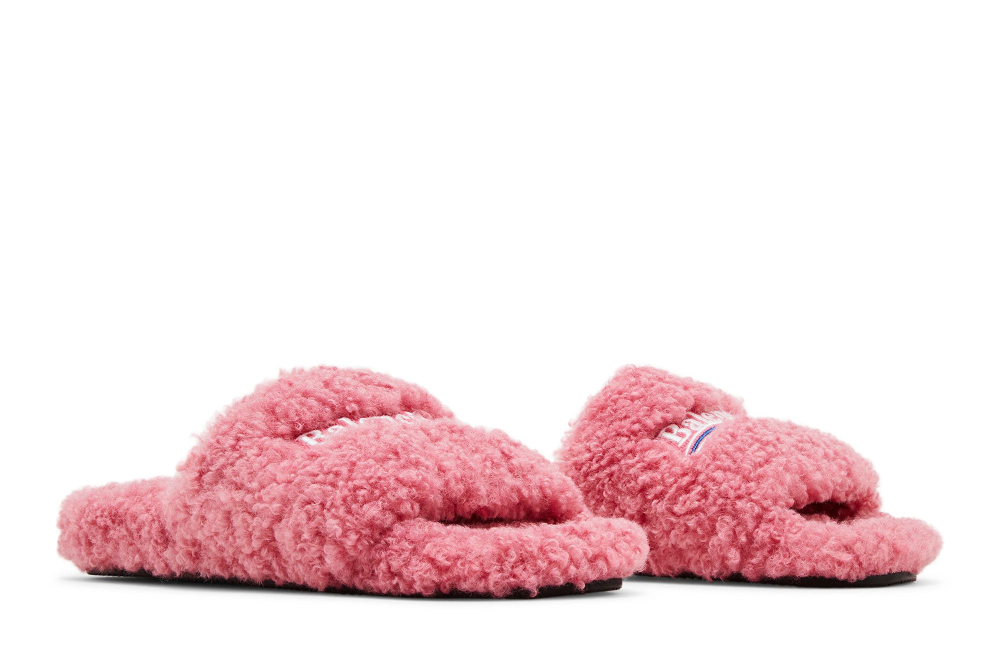 Cheap Balenciaga巴黎世家 毛絨刺繡舒適平底時尚涼鞋 女款 粉色
