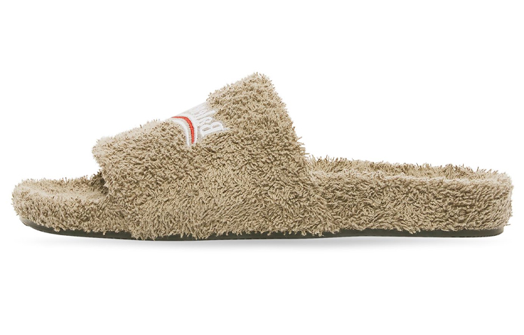 (Women) Balenciaga Furry Slip-On Slippers 'Khaki' 654261W2HS43196