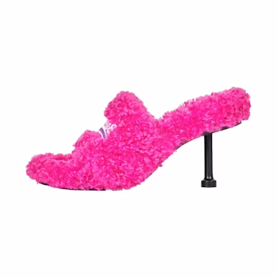 (W) Balenciaga Furry 80mm Sandal Heels 'Pink'