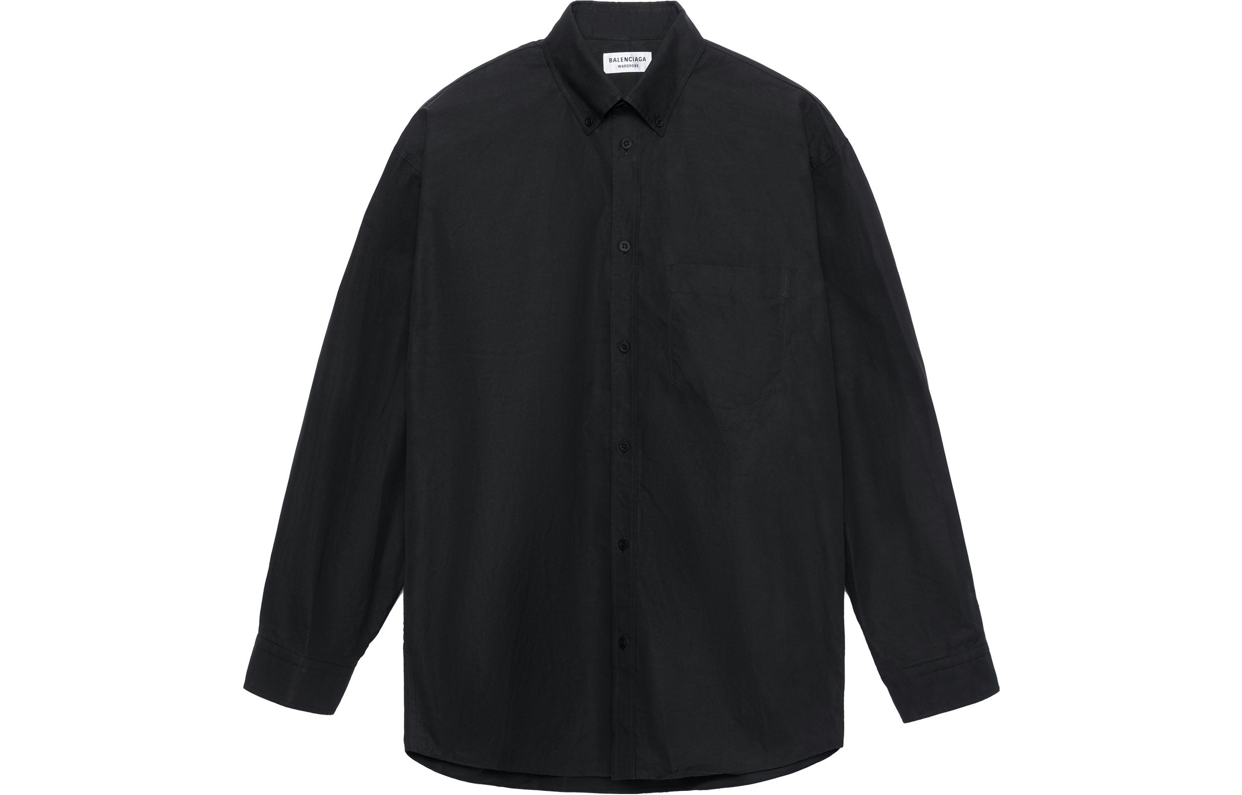 (Women) Balenciaga FW21  Black Letter Print Oversized Shirt. 663130TYB181000