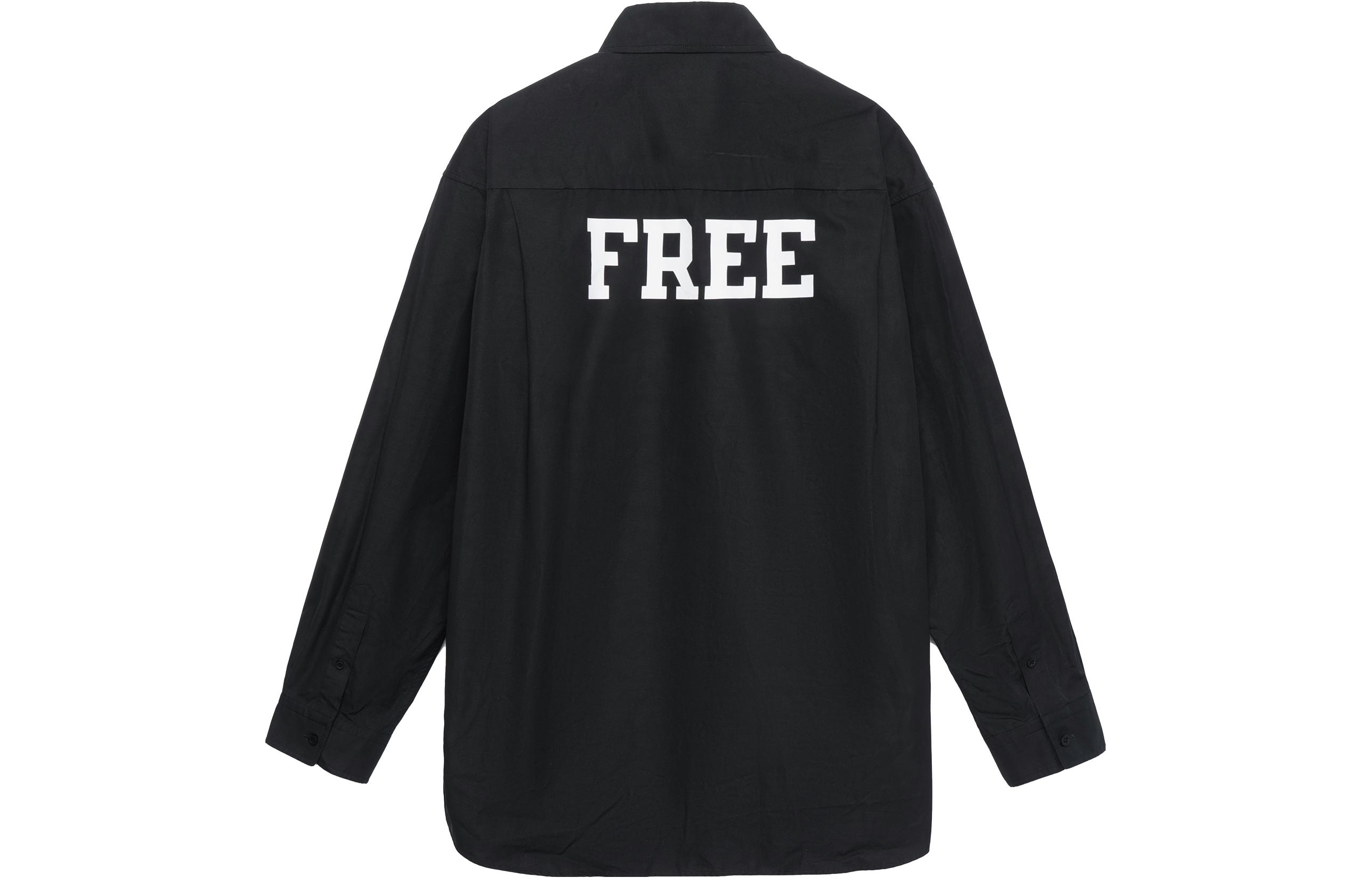 Lookbook (W) 발렌시아가 FW21 블랙 레터 프린트 오버사이즈 셔츠. 663130TYB181000