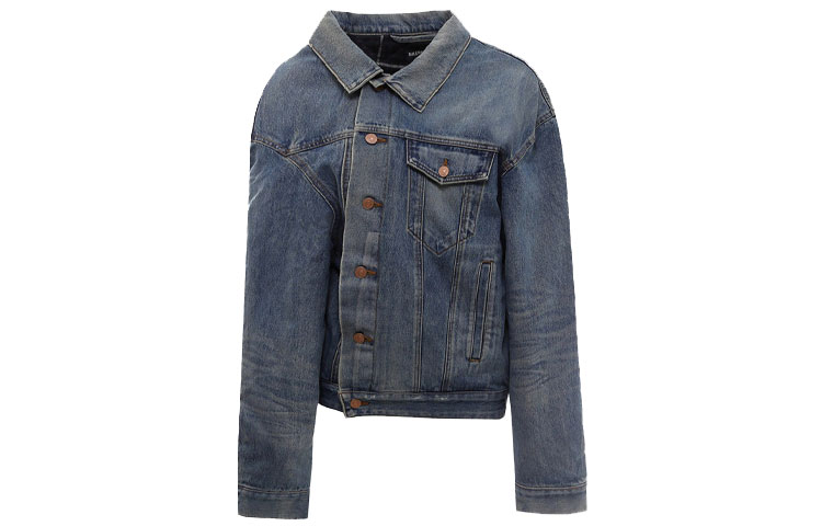 Order (W) Balenciaga FW21 Jaket Denim Asimetrik - Biru. 662747TDW148146