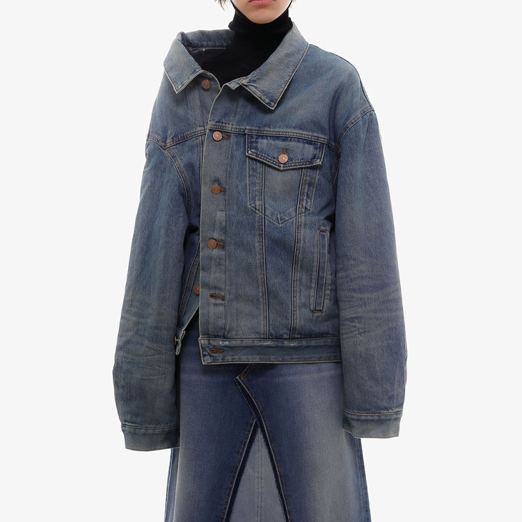 Lookbook (W) Balenciaga FW21 Jaket Denim Asimetrik - Biru. 662747TDW148146