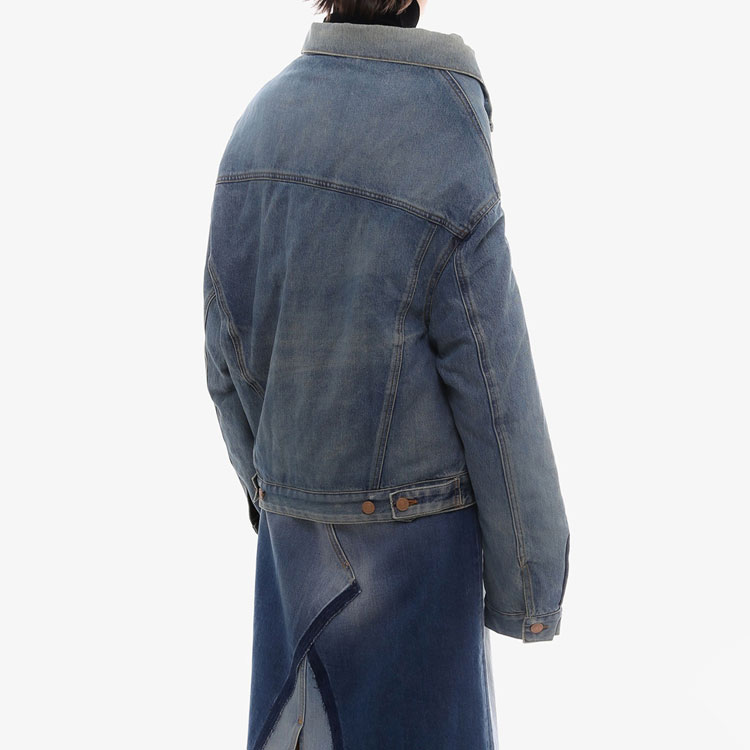 Shop (W) Balenciaga FW21 Jaket Denim Asimetrik - Biru. 662747TDW148146