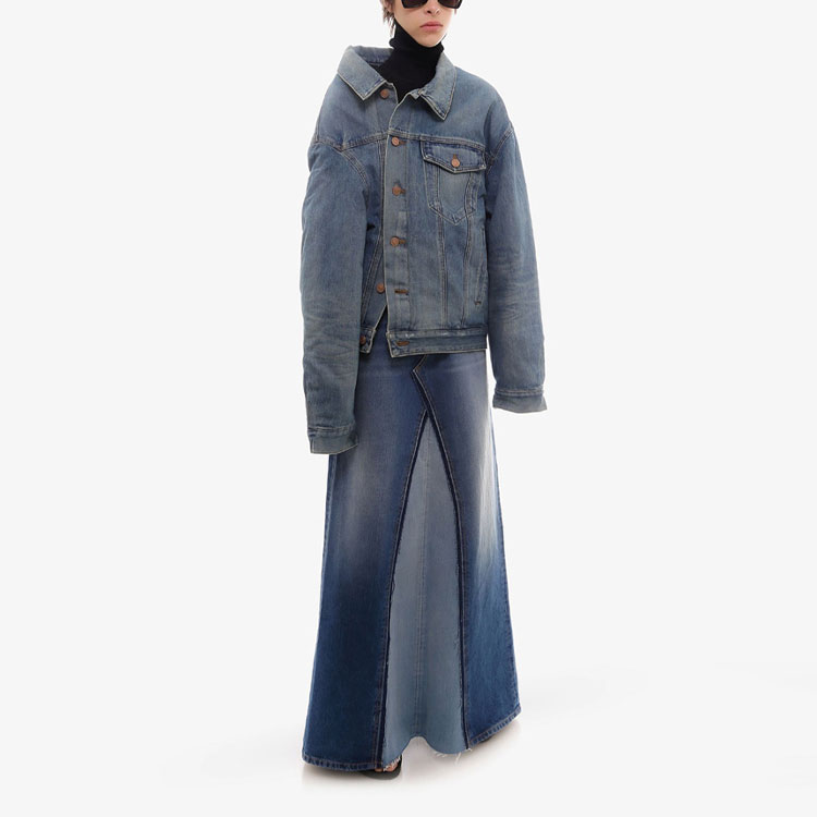 Purchase (W) Balenciaga FW21 Jaket Denim Asimetrik - Biru. 662747TDW148146