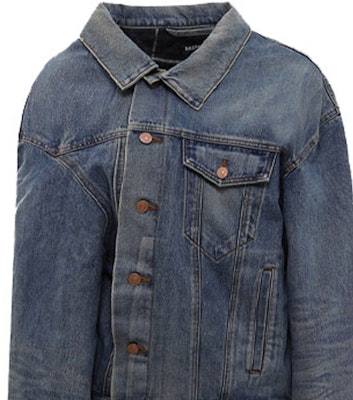 (W) Balenciaga FW21 Jaket Denim Asimetrik - Biru. 662747TDW148146 Details for (W) Balenciaga FW21 Jaket Denim Asimetrik - Biru. 662747TDW148146