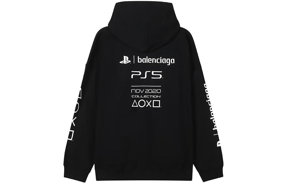 Lookbook (W) 巴黎世家FW21黑色連帽上衣字母印花套頭設計. 651799TKVF41070