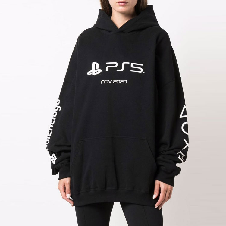 Purchase (W) 巴黎世家FW21黑色連帽上衣字母印花套頭設計. 651799TKVF41070