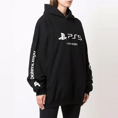 (W) 巴黎世家FW21黑色連帽上衣字母印花套頭設計. 651799TKVF41070 Details for (W) 巴黎世家FW21黑色連帽上衣字母印花套頭設計. 651799TKVF41070