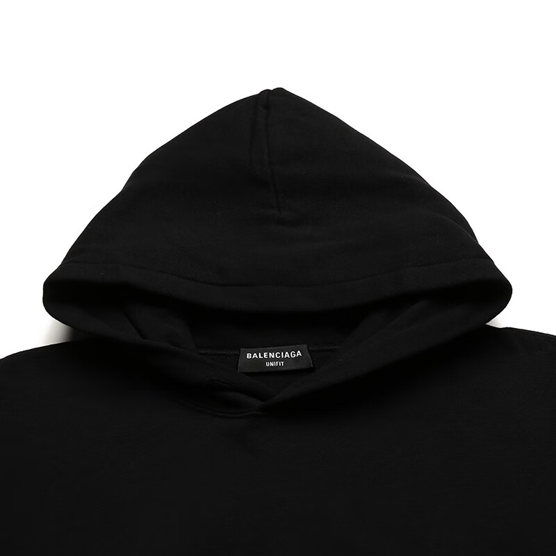 Sizing (W) 巴黎世家FW21黑色連帽上衣字母印花套頭設計. 651799TKVF41070