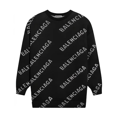 (Women) Balenciaga FW21 Black Logo Knit Wool Sweater 620983T15671070