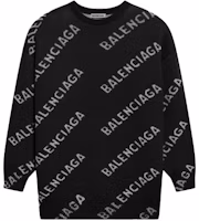 Order (W) Balenciaga FW21 Sweater Rajut Wol Hitam Logo 620983T15671070