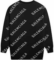 Lookbook (W) Balenciaga FW21 Sweater Rajut Wol Hitam Logo 620983T15671070