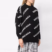 Details for (W) Balenciaga FW21 Sweater Rajut Wol Hitam Logo 620983T15671070