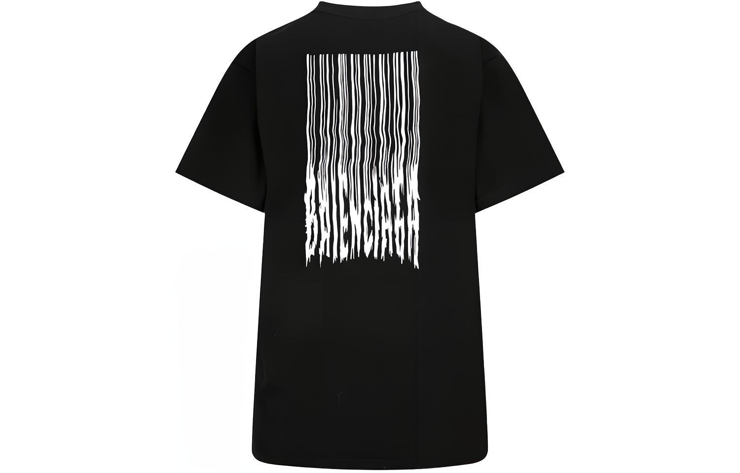 (Women) Balenciaga FW21 Black Printed Cotton Ribbed Knit Relaxed Fit T-Shirt. 661705TKVE51070 圖 3