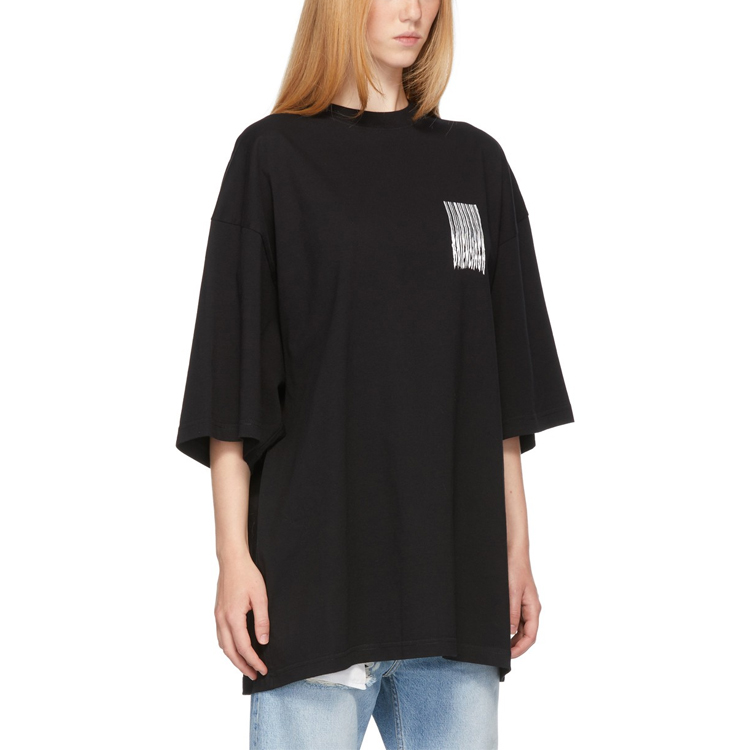 (Women) Balenciaga FW21 Black Printed Cotton Ribbed Knit Relaxed Fit T-Shirt. 661705TKVE51070 圖 7