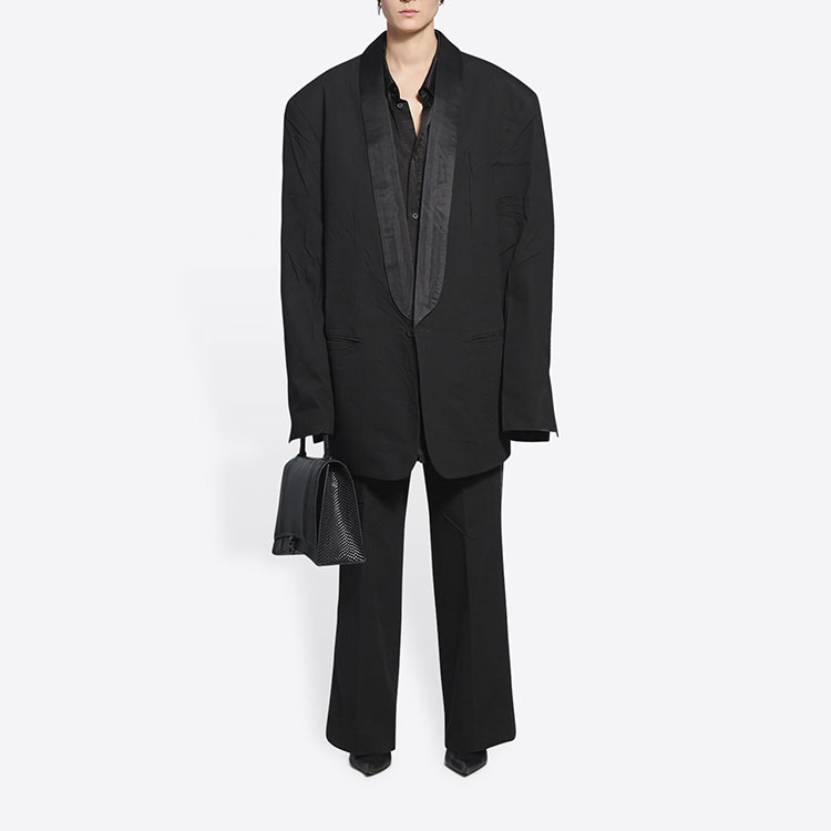 (Women) Balenciaga FW21 Black Single-Button Casual Tuxedo Blazer Jacket. 675430TLP011000 圖 4