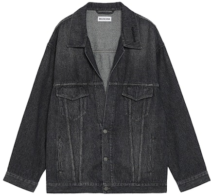 (Women) Balenciaga FW21 Black Solid Color Denim Jacket. 675233TJW789034 Order (Women) Balenciaga FW21 Black Solid Color Denim Jacket. 675233TJW789034