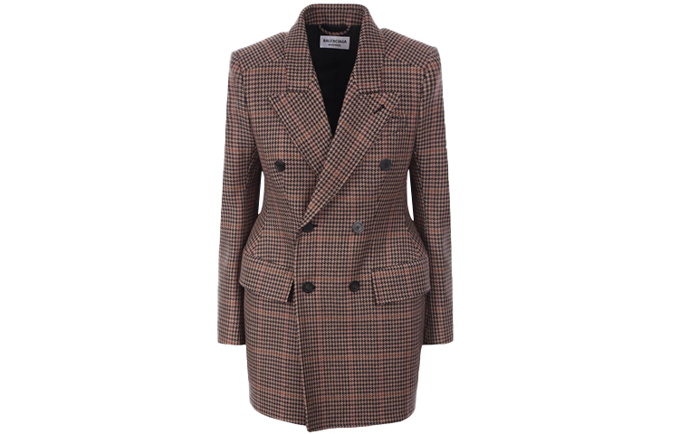 Order (W) Balenciaga FW21 Coklat Kot Berkotak Double-Breasted. 571279TLU139364