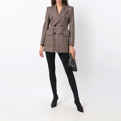 (W) Balenciaga FW21 Coklat Kot Berkotak Double-Breasted. 571279TLU139364 Shop (W) Balenciaga FW21 Coklat Kot Berkotak Double-Breasted. 571279TLU139364