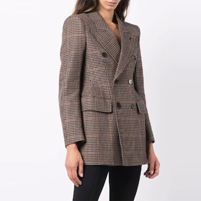 (W) Balenciaga FW21 Coklat Kot Berkotak Double-Breasted. 571279TLU139364 Purchase (W) Balenciaga FW21 Coklat Kot Berkotak Double-Breasted. 571279TLU139364