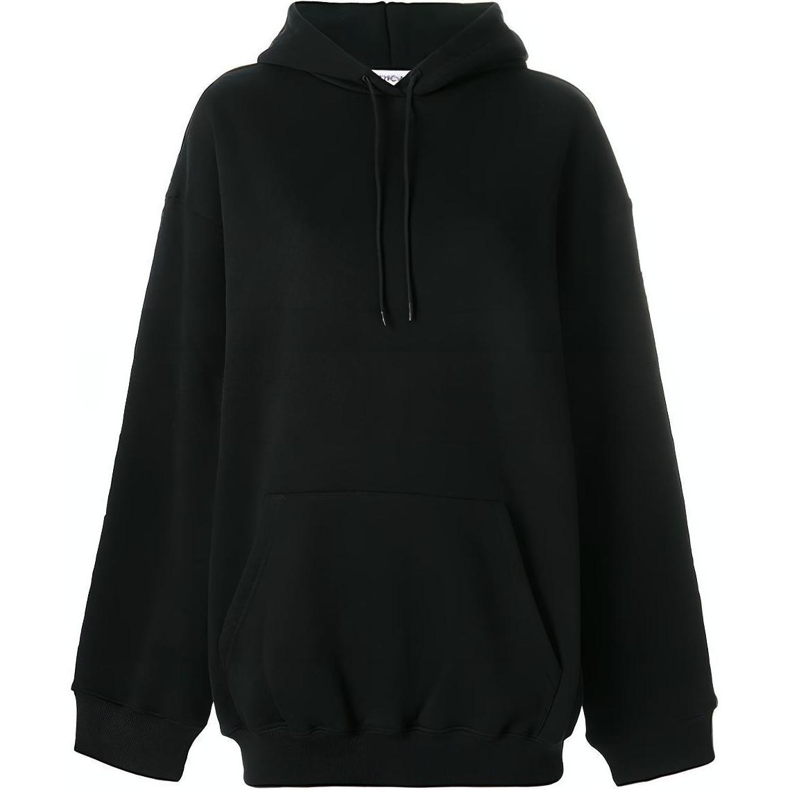 (Women) Balenciaga FW21 Drawstring Cocoon Cotton Hoodie Black Early Spring Style 492190TXK291000