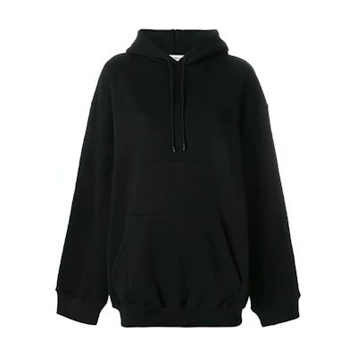 (Women) Balenciaga FW21 Drawstring Cocoon Cotton Hoodie Black Early Spring Style 492190TXK291000