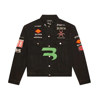 (Women) Balenciaga FW21 Embroidered Denim Jacket with Engraved Buttons Black Women’s 664810TBP471055