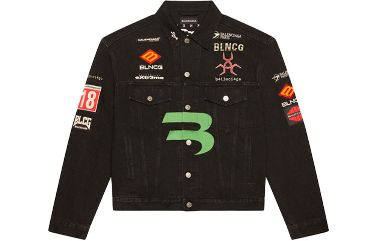 (Women) Balenciaga FW21 Embroidered Denim Jacket with Engraved Buttons Black Women’s 664810TBP471055 圖 2
