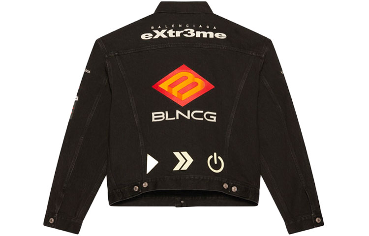 (Women) Balenciaga FW21 Embroidered Denim Jacket with Engraved Buttons Black Women’s 664810TBP471055 圖 3