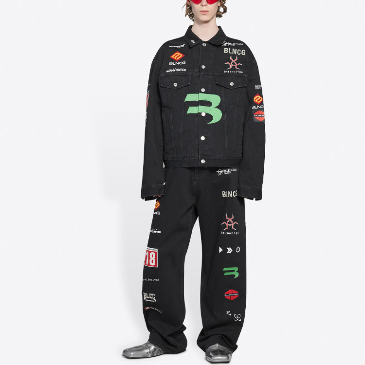 (Women) Balenciaga FW21 Embroidered Denim Jacket with Engraved Buttons Black Women’s 664810TBP471055 圖 4