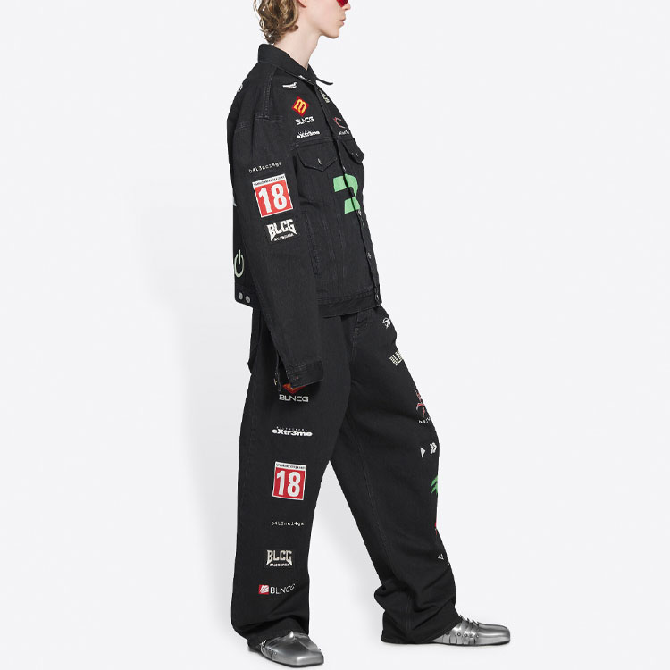 (Women) Balenciaga FW21 Embroidered Denim Jacket with Engraved Buttons Black Women’s 664810TBP471055 圖 6