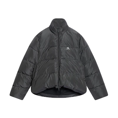 (Women) Balenciaga FW21 Grey Logo High-Performance Satin Jacket 675212TYD361404