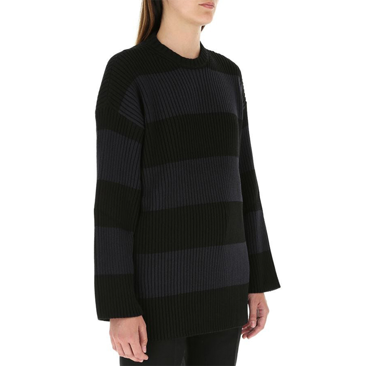 Details for (W) 발렌시아가 FW21 레터 패턴 스트라이프 스웨터 블랙/그레이. 657525T31984058